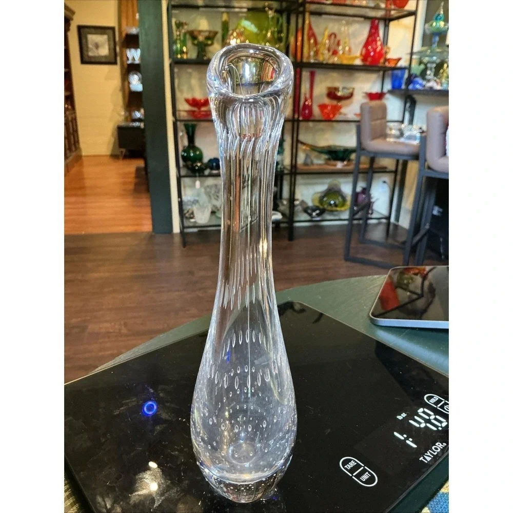 VTG Kosta‎ Boda Bud Vase Glass Controlled Bubble Vicke Lindstrand 13331 Signed